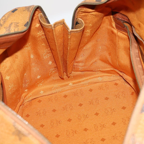 MCM Logogram Vicetos Boston Bag PVC Leather Brown Gold Auth 154457