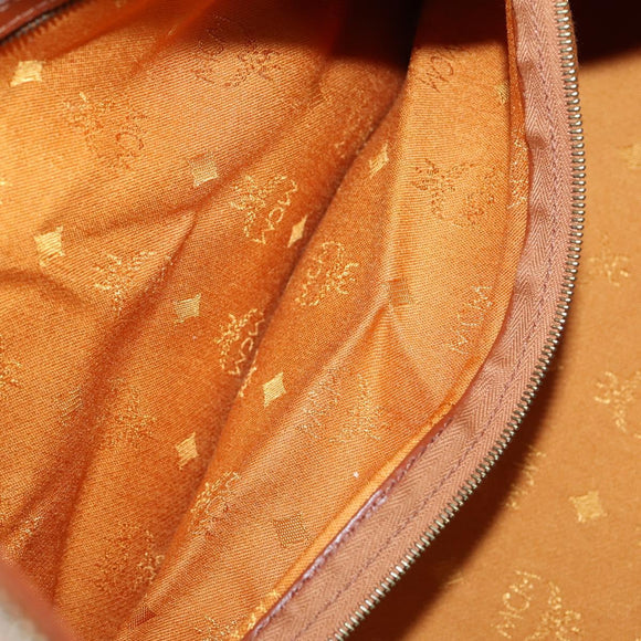 MCM Logogram Vicetos Boston Bag PVC Leather Brown Gold Auth 154457