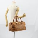 MCM Logogram Vicetos Boston Bag PVC Leather Brown Gold Auth 154457-22