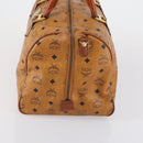 MCM Logogram Vicetos Boston Bag PVC Leather Brown Gold Auth 154457-4