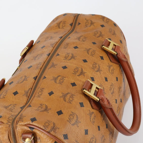MCM Logogram Vicetos Boston Bag PVC Leather Brown Gold Auth 154457