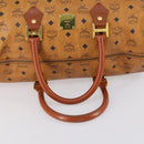 MCM Logogram Vicetos Boston Bag PVC Leather Brown Gold Auth 154457-7