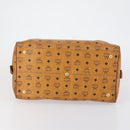 MCM Logogram Vicetos Boston Bag PVC Leather Brown Gold Auth 154457-9
