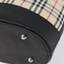 BURBERRY Nova Check Hand Bag Canvas Beige Silver Auth 154458-10