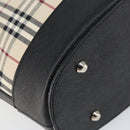 BURBERRY Nova Check Hand Bag Canvas Beige Silver Auth 154458-11