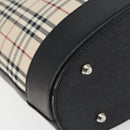 BURBERRY Nova Check Hand Bag Canvas Beige Silver Auth 154458-13