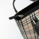 BURBERRY Nova Check Hand Bag Canvas Beige Silver Auth 154458-14