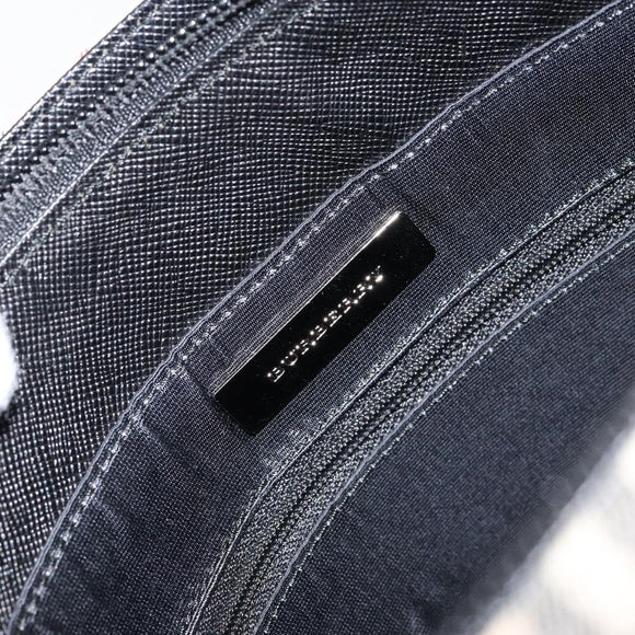 BURBERRY Nova Check Hand Bag Canvas Beige Silver Auth 154458