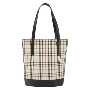 BURBERRY Nova Check Hand Bag Canvas Beige Silver Auth 154458 - 0