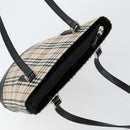 BURBERRY Nova Check Hand Bag Canvas Beige Silver Auth 154458-6