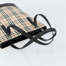BURBERRY Nova Check Hand Bag Canvas Beige Silver Auth 154458-7