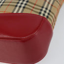 BURBERRY Nova Check Hand Bag Canvas Beige Gold Auth 154459-10