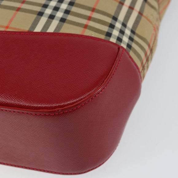 BURBERRY Nova Check Hand Bag Canvas Beige Gold Auth 154459