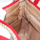 BURBERRY Nova Check Hand Bag Canvas Beige Gold Auth 154459-18