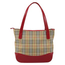 BURBERRY Nova Check Hand Bag Canvas Beige Gold Auth 154459-3