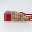 BURBERRY Nova Check Hand Bag Canvas Beige Gold Auth 154459-4