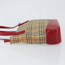 BURBERRY Nova Check Hand Bag Canvas Beige Gold Auth 154459-5