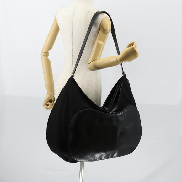 GUCCI Shoulder Bag Canvas Black Silver Auth 154461