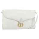 Christian Dior Shoulder Bag Leather White Gold Auth 154462-1