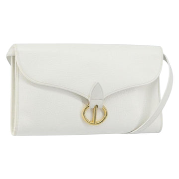Christian Dior Shoulder Bag Leather White Gold Auth 154462