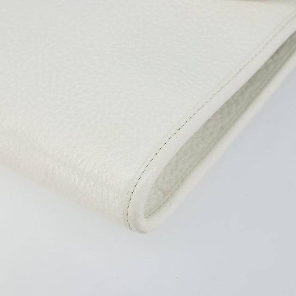 Christian Dior Shoulder Bag Leather White Gold Auth 154462