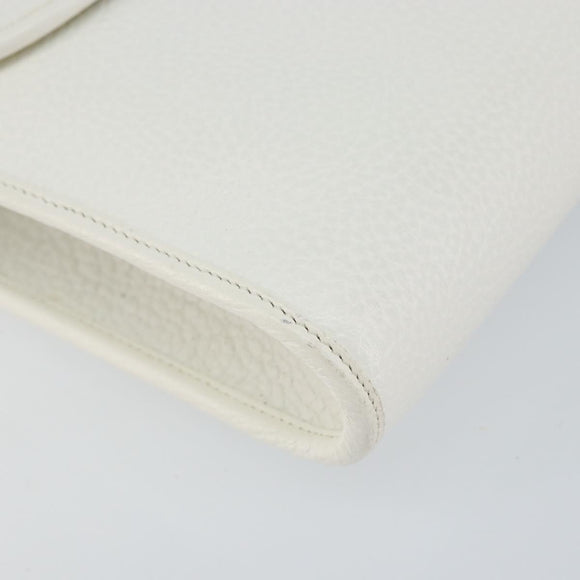 Christian Dior Shoulder Bag Leather White Gold Auth 154462