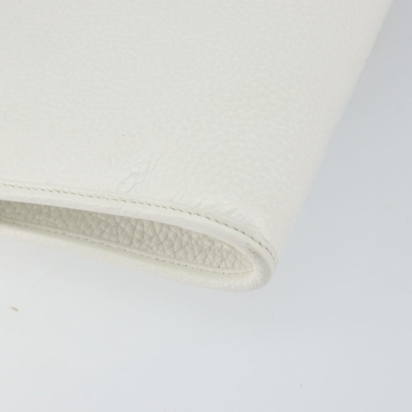 Christian Dior Shoulder Bag Leather White Gold Auth 154462