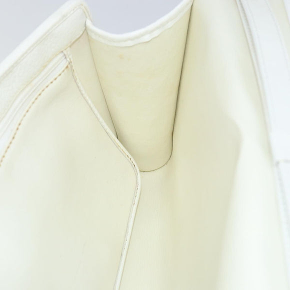 Christian Dior Shoulder Bag Leather White Gold Auth 154462