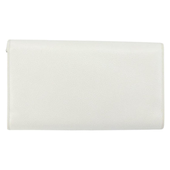 Christian Dior Shoulder Bag Leather White Gold Auth 154462