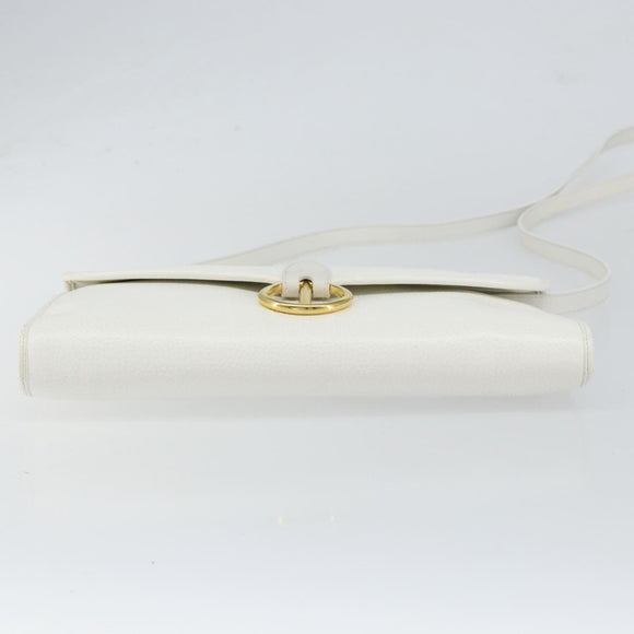 Christian Dior Shoulder Bag Leather White Gold Auth 154462
