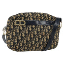 Christian Dior Trotter Canvas Shoulder Bag Navy Gold Auth 154463-1