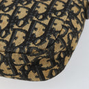 Christian Dior Trotter Canvas Shoulder Bag Navy Gold Auth 154463-9