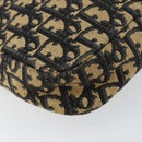 Christian Dior Trotter Canvas Shoulder Bag Navy Gold Auth 154463-16
