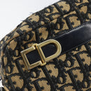 Christian Dior Trotter Canvas Shoulder Bag Navy Gold Auth 154463-17
