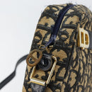 Christian Dior Trotter Canvas Shoulder Bag Navy Gold Auth 154463-10