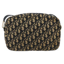 Christian Dior Trotter Canvas Shoulder Bag Navy Gold Auth 154463-2