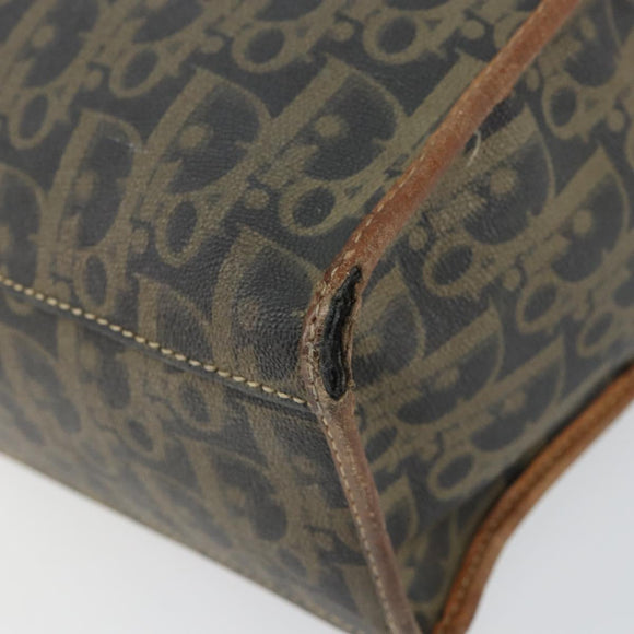 Christian Dior Trotter Canvas Hand Bag PVC Khaki Gold Auth 154464