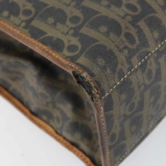 Christian Dior Trotter Canvas Hand Bag PVC Khaki Gold Auth 154464