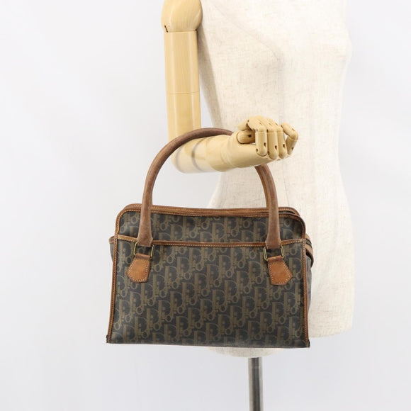 Christian Dior Trotter Canvas Hand Bag PVC Khaki Gold Auth 154464