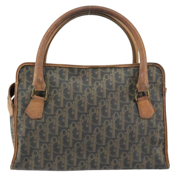 Christian Dior Trotter Canvas Hand Bag PVC Khaki Gold Auth 154464