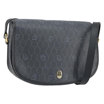 Christian Dior Honeycomb Canvas Shoulder Bag PVC Black Gold Auth 154465