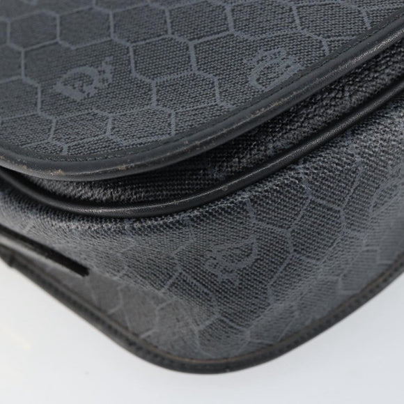Christian Dior Honeycomb Canvas Shoulder Bag PVC Black Gold Auth 154465