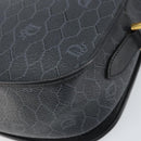 Christian Dior Honeycomb Canvas Shoulder Bag PVC Black Gold Auth 154465-12
