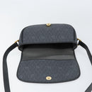 Christian Dior Honeycomb Canvas Shoulder Bag PVC Black Gold Auth 154465-15