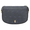 Christian Dior Honeycomb Canvas Shoulder Bag PVC Black Gold Auth 154465-2