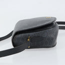 Christian Dior Honeycomb Canvas Shoulder Bag PVC Black Gold Auth 154465-5