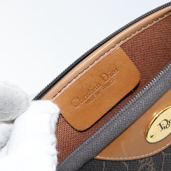 Christian Dior Honeycomb Canvas Chain Shoulder Bag PVC Black Gold Auth 154466