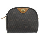 Christian Dior Honeycomb Canvas Chain Shoulder Bag PVC Black Gold Auth 154466-2