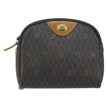 Christian Dior Honeycomb Canvas Chain Shoulder Bag PVC Black Gold Auth 154466 - 0