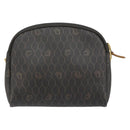 Christian Dior Honeycomb Canvas Chain Shoulder Bag PVC Black Gold Auth 154466-3